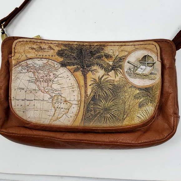 Jeon Los Angeles Genuine Leather Brown Clutch Sachel Handbag Palm Tree Purse - Picture 5 of 12